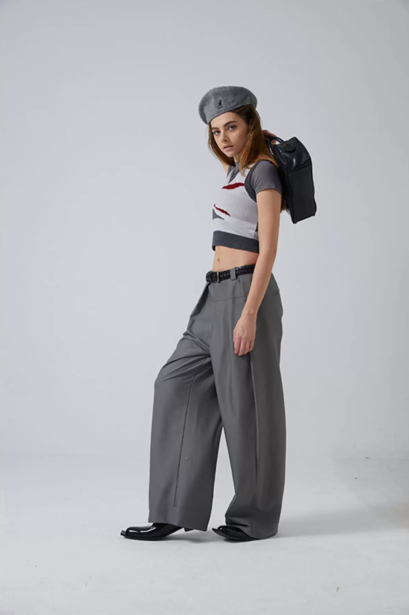 Draped Wide-Leg Trousers