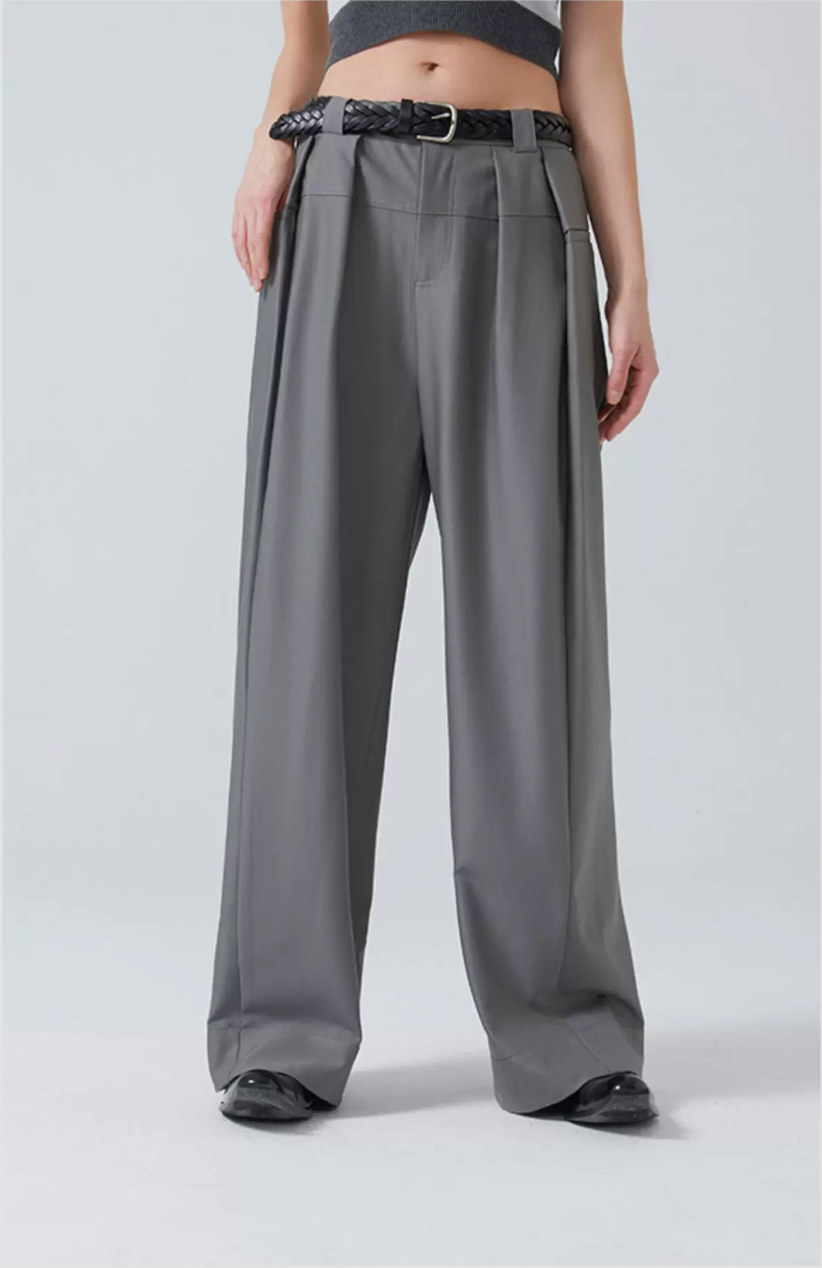 Draped Wide-Leg Trousers