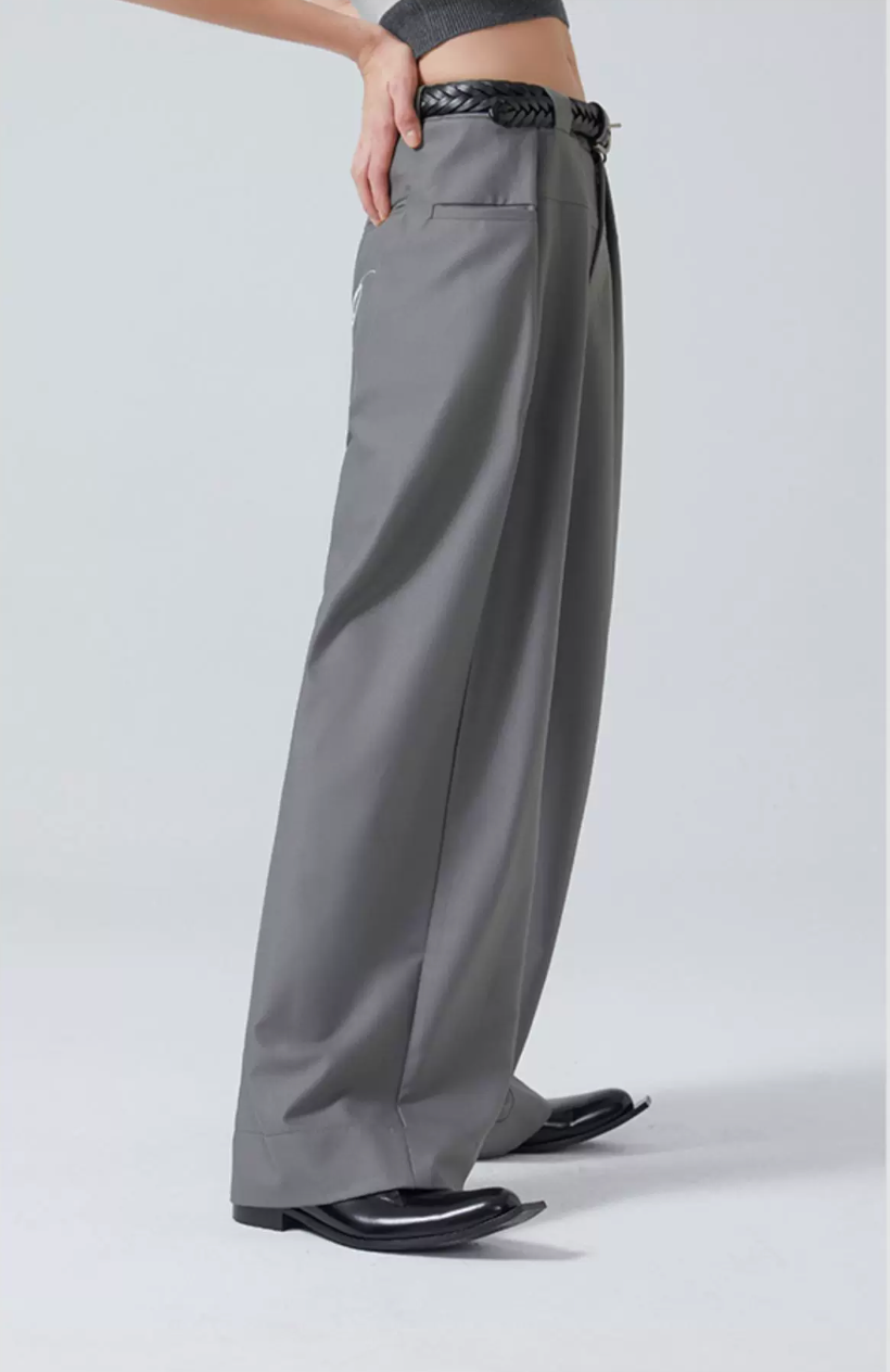 Draped Wide-Leg Trousers