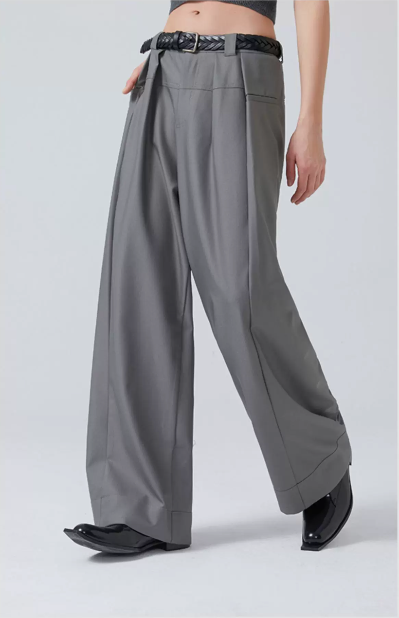 Draped Wide-Leg Trousers