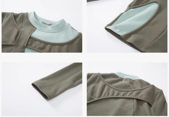 Irregular Panelled Long-Sleeved Top