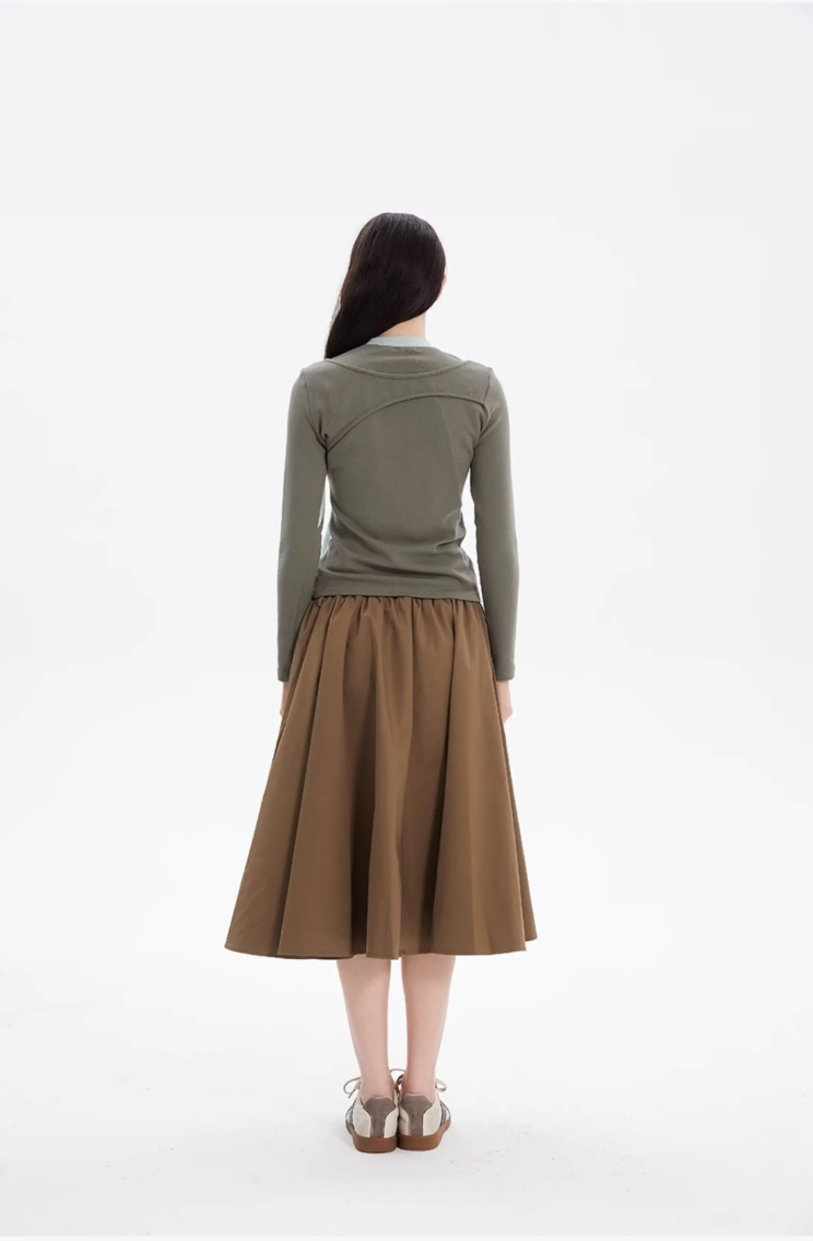 Irregular Panelled Long-Sleeved Top