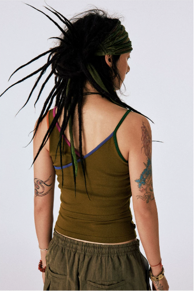 Tricolor Beaded Strap Tank