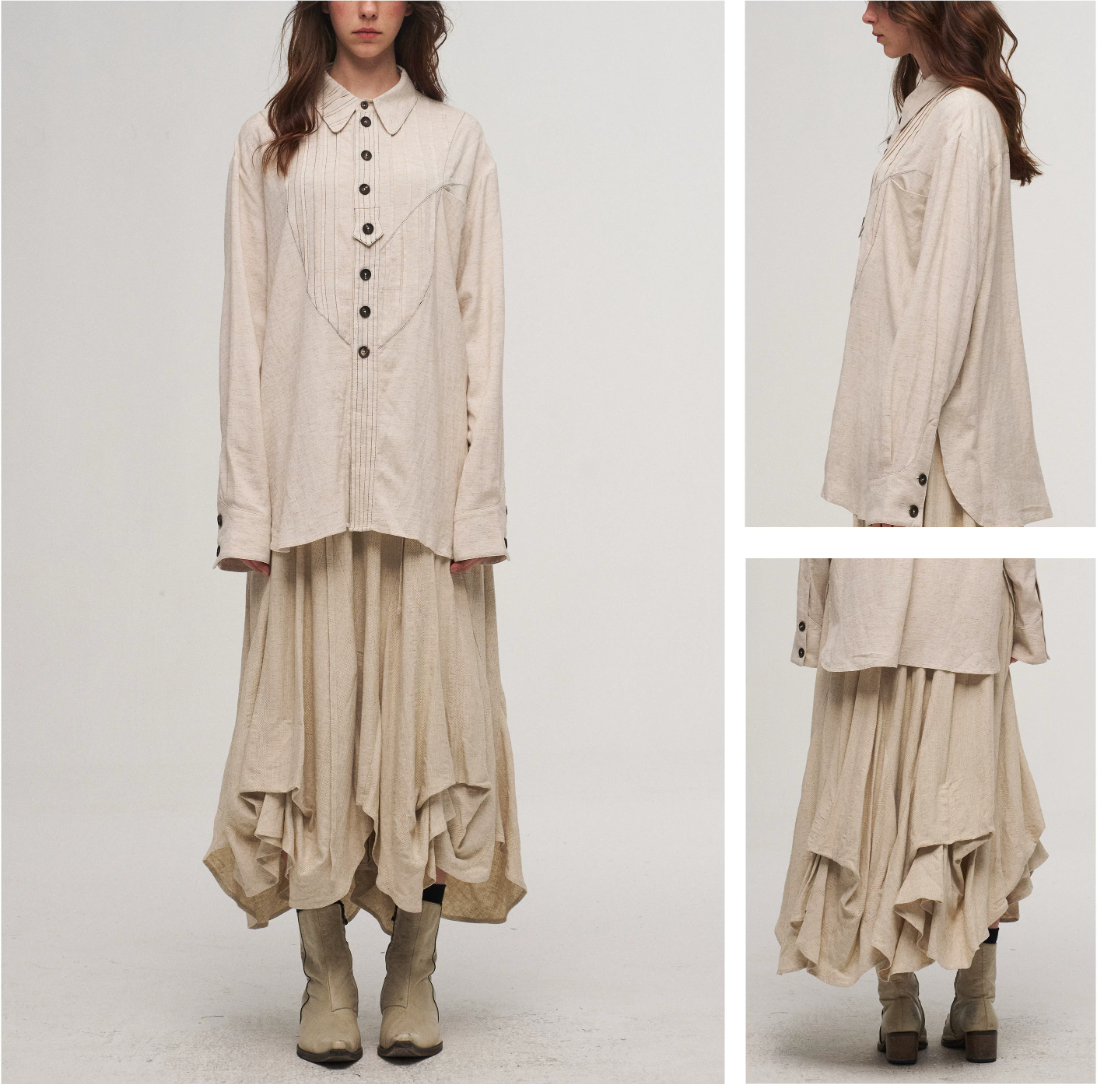 Dune Cascade Linen Skirt