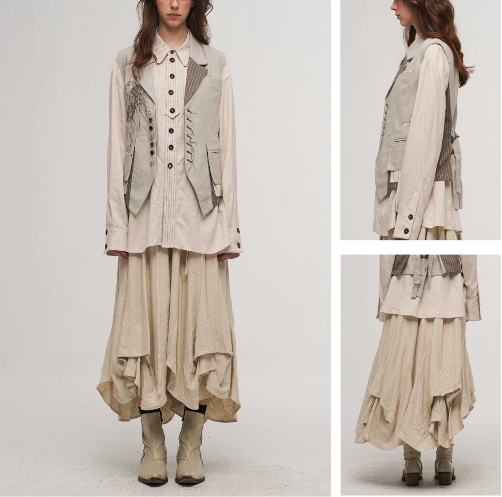 Dune Cascade Linen Skirt