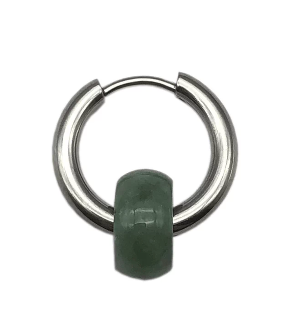 Jade Bead Clasp Hoops