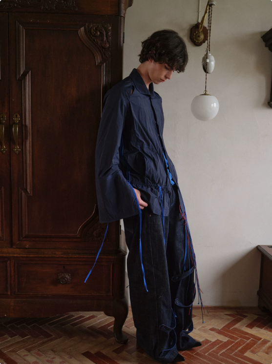 Blue Infiltration | Tidal Current Denim Trousers