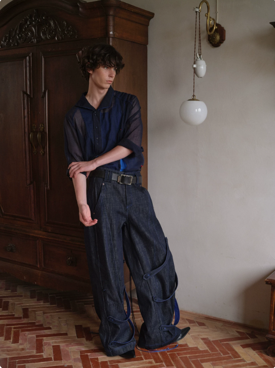 Blue Infiltration | Tidal Current Denim Trousers