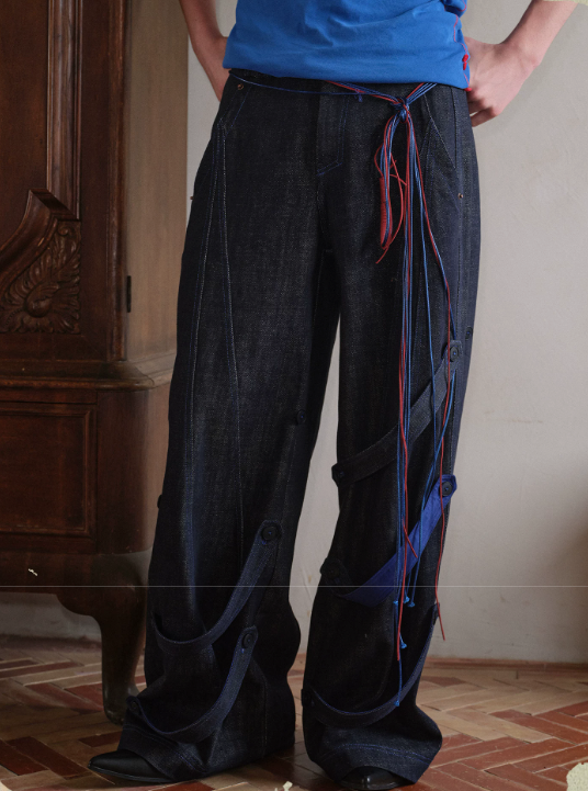 Blue Infiltration | Tidal Current Denim Trousers