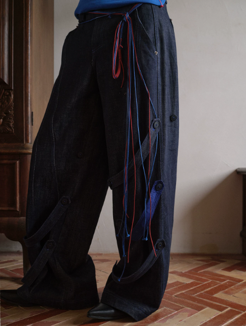 Blue Infiltration | Tidal Current Denim Trousers