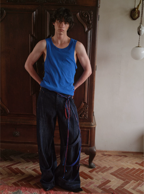 Blue Infiltration | Tidal Current Denim Trousers