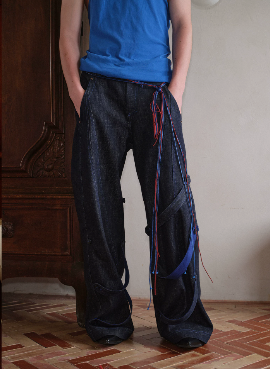 Blue Infiltration | Tidal Current Denim Trousers