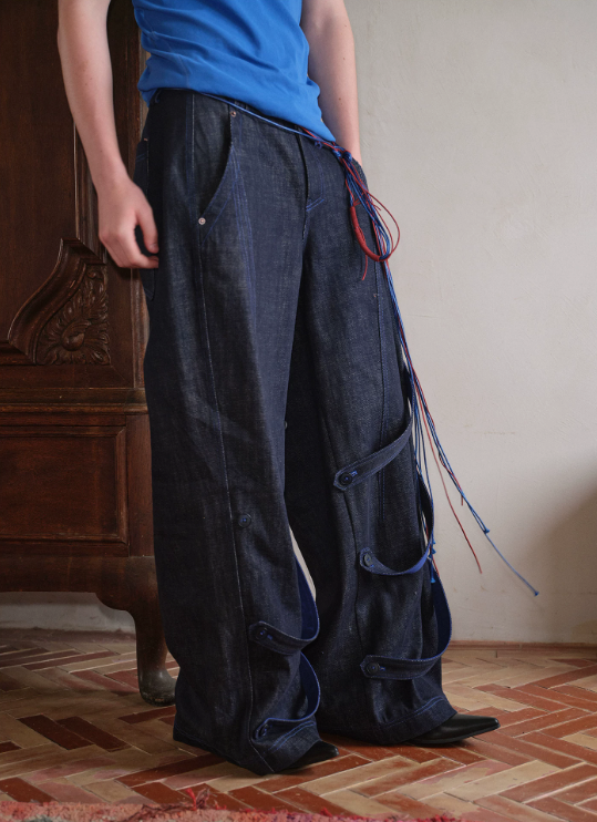Blue Infiltration | Tidal Current Denim Trousers