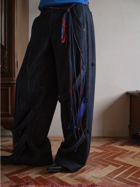 Blue Infiltration | Tidal Current Denim Trousers