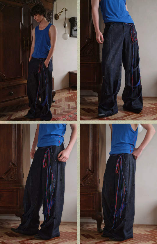 Blue Infiltration | Tidal Current Denim Trousers