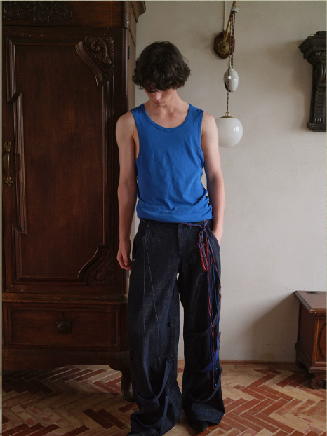 Blue Infiltration | Tidal Current Denim Trousers