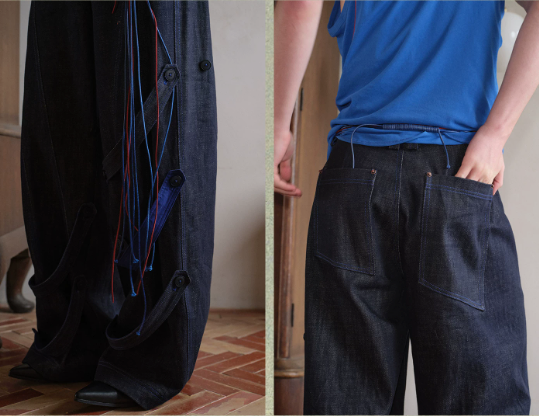 Blue Infiltration | Tidal Current Denim Trousers