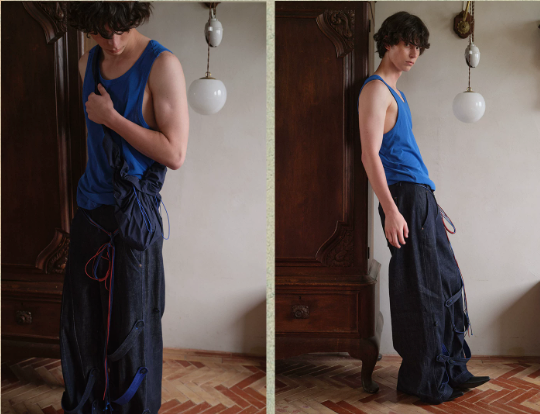 Blue Infiltration | Tidal Current Denim Trousers