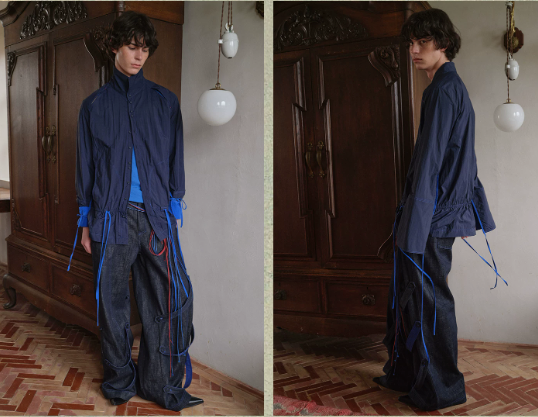 Blue Infiltration | Tidal Current Denim Trousers