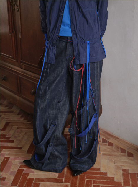 Blue Infiltration | Tidal Current Denim Trousers