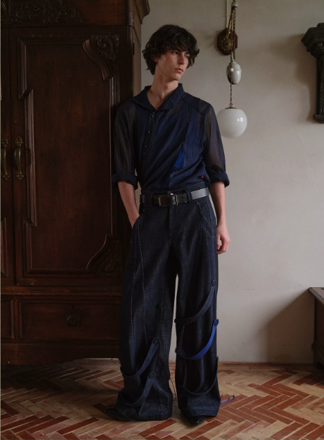 Blue Infiltration | Tidal Current Denim Trousers