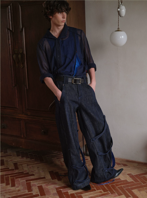 Blue Infiltration | Tidal Current Denim Trousers