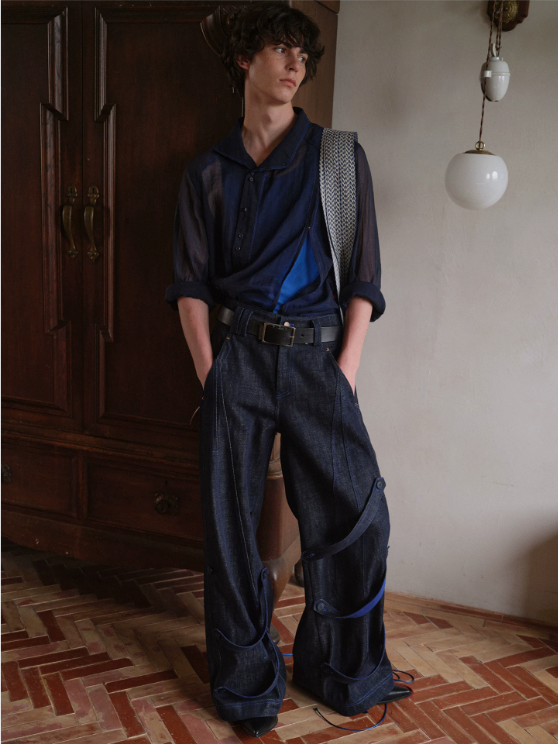 Blue Infiltration | Tidal Current Denim Trousers