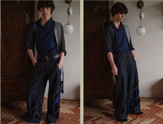 Blue Infiltration | Tidal Current Denim Trousers
