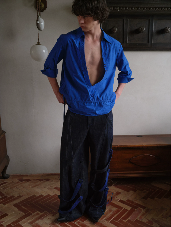 Blue Infiltration | Tidal Current Denim Trousers