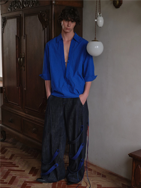 Blue Infiltration | Tidal Current Denim Trousers