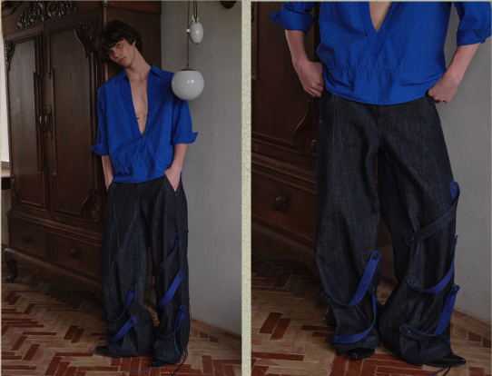 Blue Infiltration | Tidal Current Denim Trousers