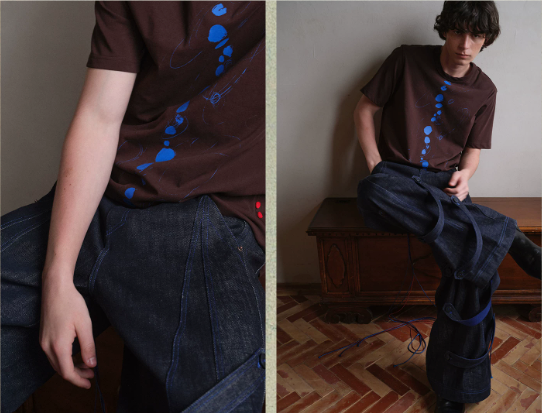 Blue Infiltration | Tidal Current Denim Trousers