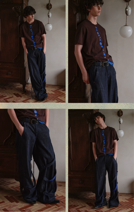 Blue Infiltration | Tidal Current Denim Trousers