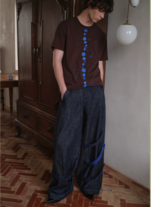 Blue Infiltration | Tidal Current Denim Trousers