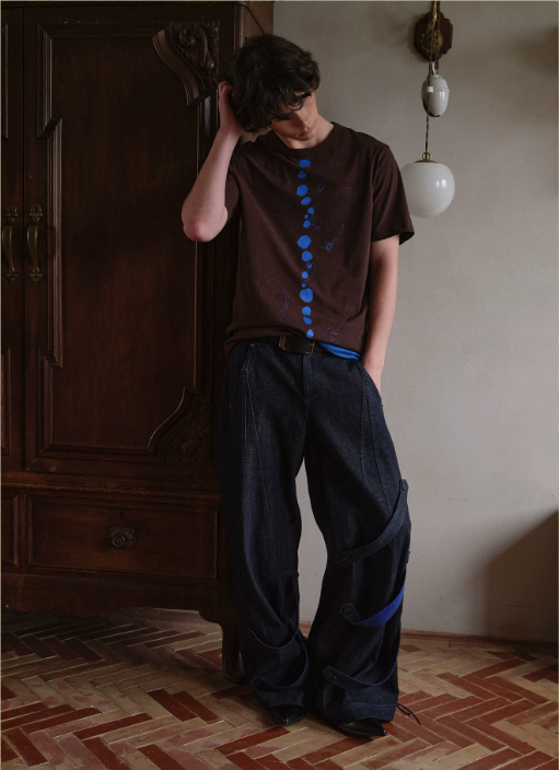 Blue Infiltration | Tidal Current Denim Trousers