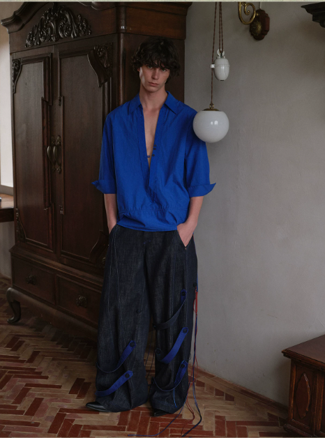 Blue Infiltration | Tidal Current Denim Trousers