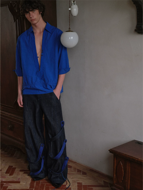 Blue Infiltration | Tidal Current Denim Trousers