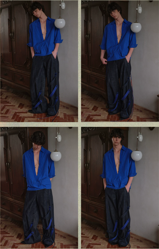 Blue Infiltration | Tidal Current Denim Trousers