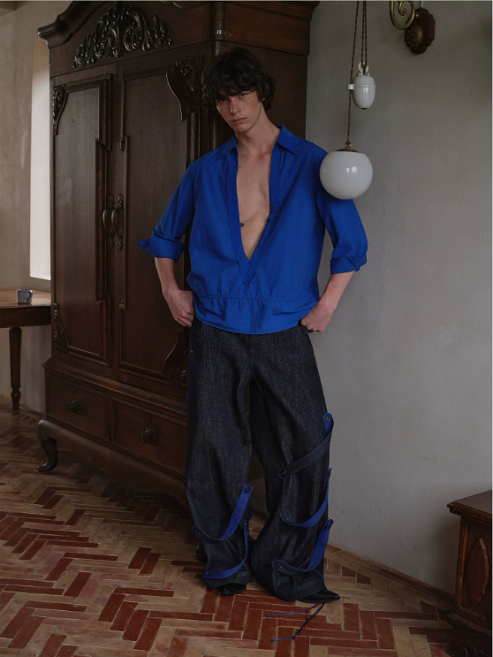 Blue Infiltration | Tidal Current Denim Trousers