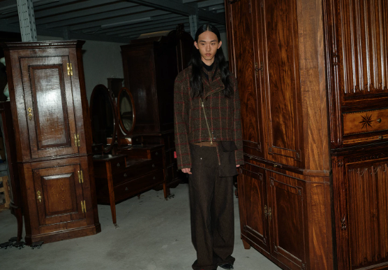 Tibetan Red Erosion | Hidden Ember Plaid Wool Jacket