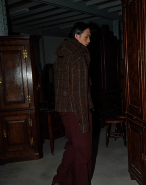 Tibetan Red Erosion | Hidden Ember Plaid Wool Jacket