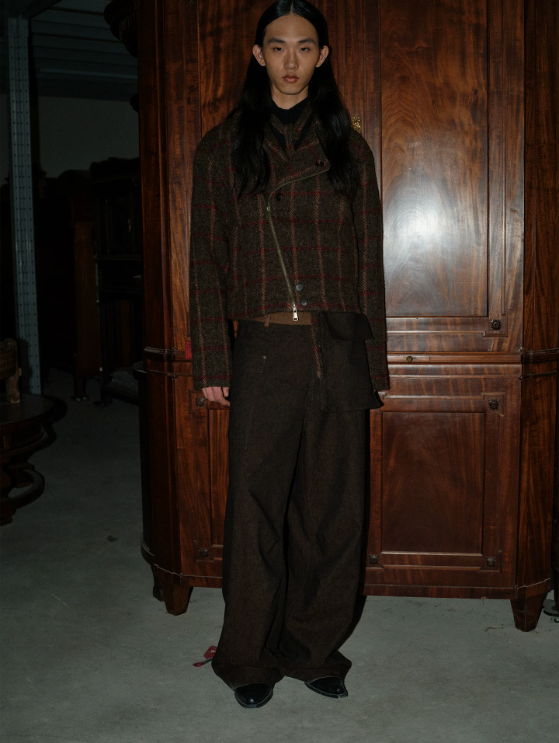 Tibetan Red Erosion | Hidden Ember Plaid Wool Jacket