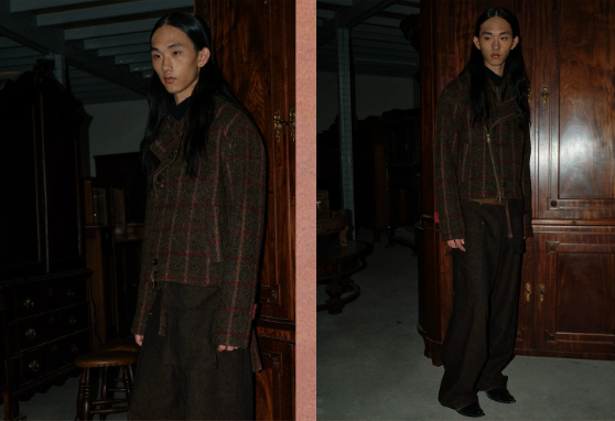 Tibetan Red Erosion | Hidden Ember Plaid Wool Jacket