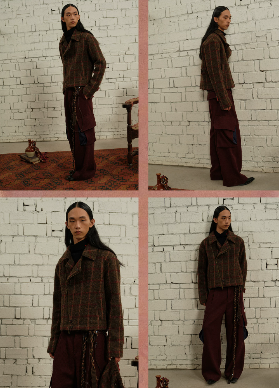Tibetan Red Erosion | Hidden Ember Plaid Wool Jacket