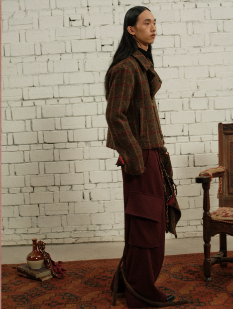 Tibetan Red Erosion | Hidden Ember Plaid Wool Jacket