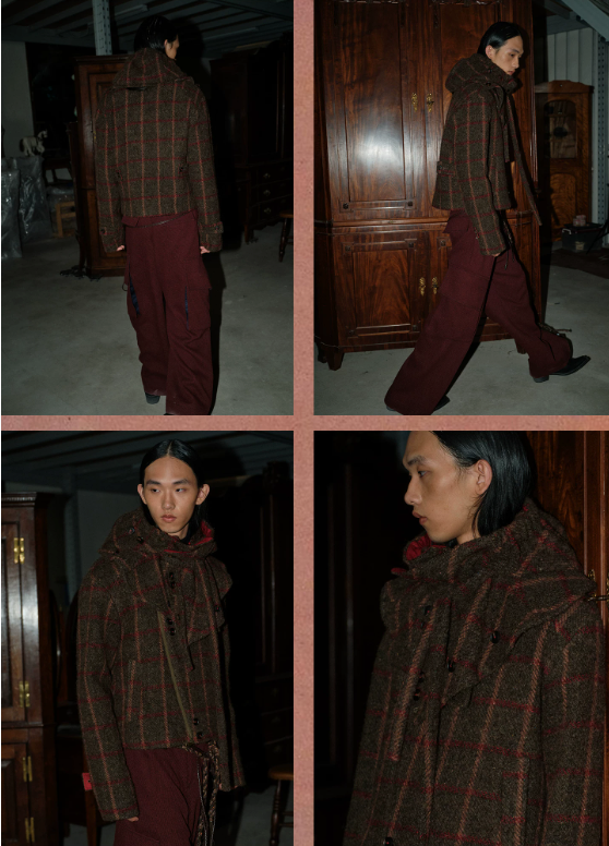 Tibetan Red Erosion | Hidden Ember Plaid Wool Jacket