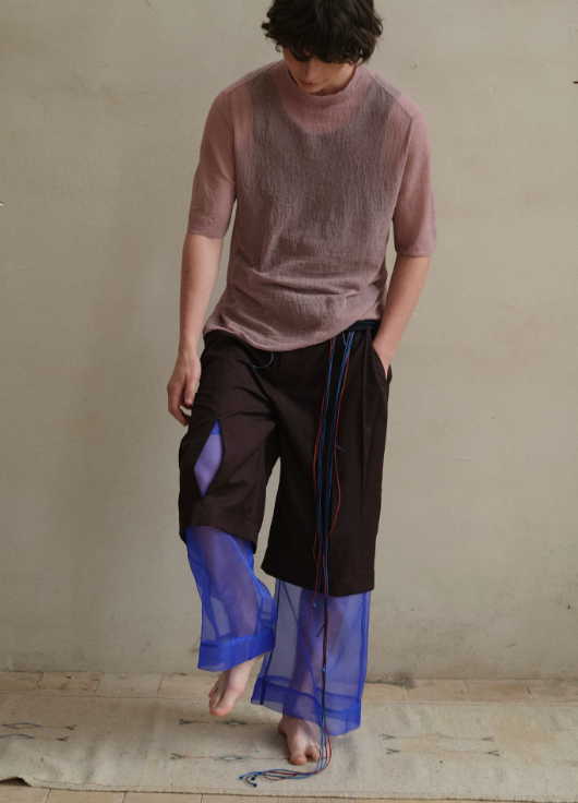 Tibetan Blue Invasion | Organza Layered Trousers