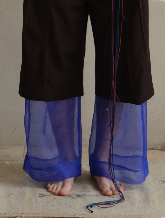 Tibetan Blue Invasion | Organza Layered Trousers