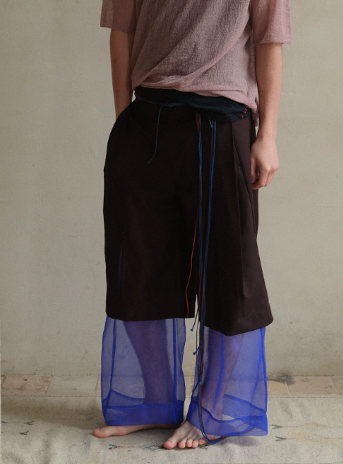 Tibetan Blue Invasion | Organza Layered Trousers