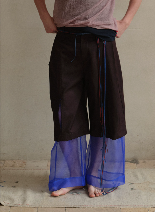 Tibetan Blue Invasion | Organza Layered Trousers